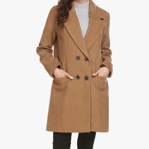 Hotouch Women's Double-Breasted Classic Peacoat Khaki M